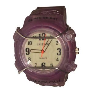 Vintage 90s Unitron UNIGLOW Quartz Plastic Light-Up Wrist Watch from Claire's